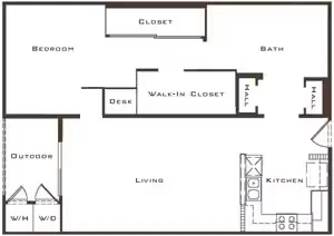 Grand 1BR/1BA floor plan